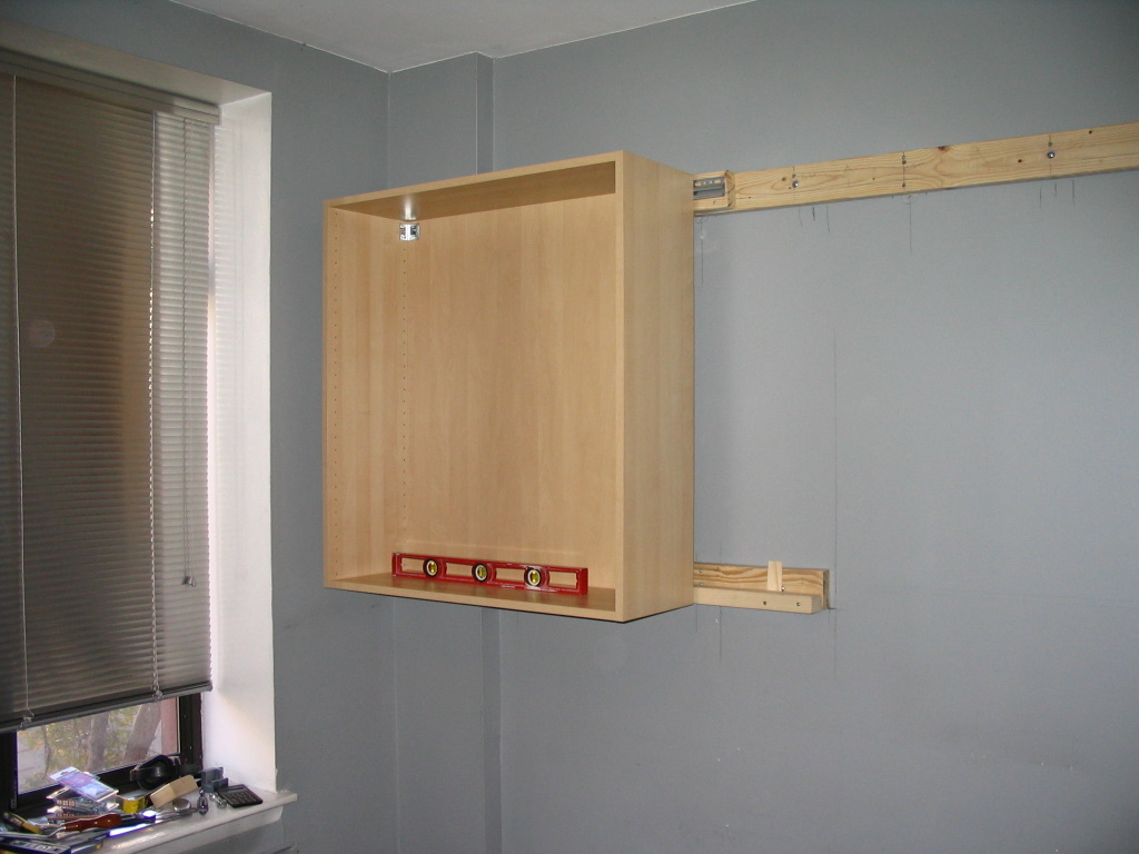 kitchen wall cupboard hanging rail